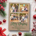 Foto van Modern Fun Calligraphy kerstkraft 4 Briefkaart<br><div class="desc">Modern Fun Calligraphy Script Merry Kerstmis 4 Photo Kraft Holiday Briefkaart</div>