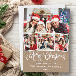 Foto van Modern Fun Calligraphy kerstkraft 4 Feestdagenkaart<br><div class="desc">Modern Fun Calligraphy Script 4 Photo Merry kerstkraft Family Card</div>