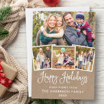Foto van Modern Fun Calligraphy Kraft 4 Feestdagenkaart<br><div class="desc">Modern Fun Calligraphy Script 4 Foto Prettige feestdagen Kraft Family Card</div>