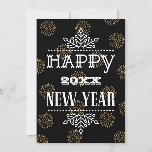 Foto van modern Fun Script Festive Gold Fireworks Feestdagenkaart (Voorkant)