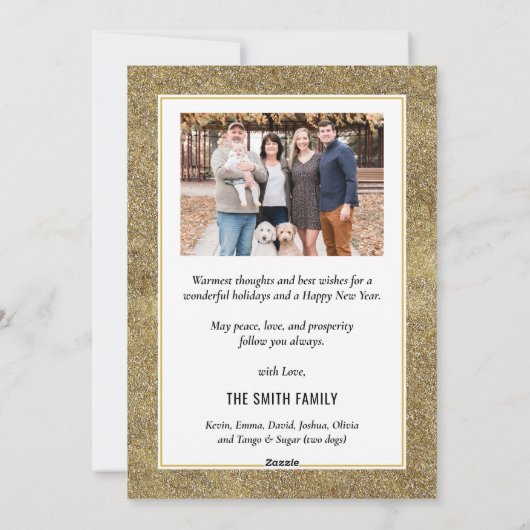 Foto van modern Fun Script Festive Gold Fireworks Feestdagenkaart (Achterkant)