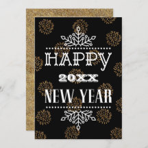 Foto van modern Fun Script Festive Gold Fireworks