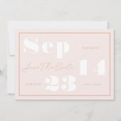 Foto van modern Geometric Blush Bold Print Couple Save The Date (Voorkant)