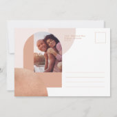 Foto van modern Geometric Blush Bold Print Couple Save The Date (Achterkant)