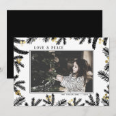 Foto van Modern Gold & Black Pine en Berries Holid Feestdagenkaart (Voorkant / Achterkant)