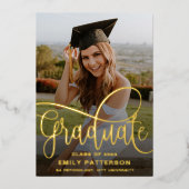 Foto van Modern Gold Foil Afstuderen Folie Uitnodiging (Voorkant)