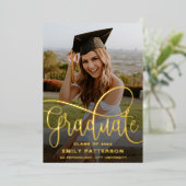 Foto van Modern Gold Foil Afstuderen Folie Uitnodiging (Staand Voorkant)