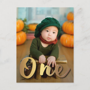 Foto van Modern Gold One First Birthday Briefkaart