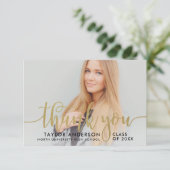 Foto van modern Gold Script-Afstuderen Bedankkaart (Staand voorkant)