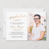 Foto van modern Gold Script Black & White Afstuder Kaart (Voorkant)