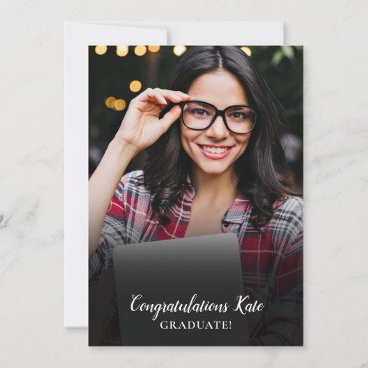 Foto van Modern Gold Script Graduation Party 2 Kaart (Achterkant)