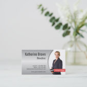 Foto van modern, grafisch, metallisch verloopeffec visitekaartje (Staand voorkant)