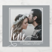 Foto van modern grijs liefdesscript sparkling wijnetiket (Enkel label)