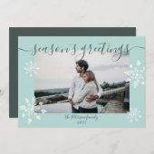 Foto van modern ijskluchtig kerstscript feestdagenkaart (Voorkant / Achterkant)