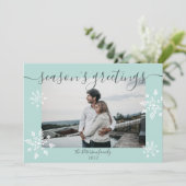 Foto van modern ijskluchtig kerstscript feestdagenkaart (Staand voorkant)