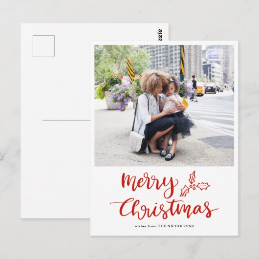 Foto van modern kerstscript voor Merry Briefkaart (Voorkant / Achterkant)