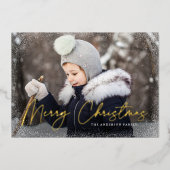 Foto van modern kerstscript voor Merry Folie Feestdagenkaart (Voorkant)