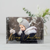 Foto van modern kerstscript voor Merry Folie Feestdagenkaart (Staand Voorkant)