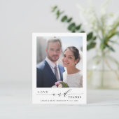 Foto van Modern Love and Bedankt Wedding Briefkaart (Staand voorkant)