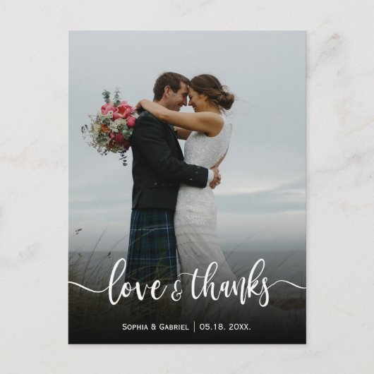 Foto van Modern Love and Bedankt Wedding Briefkaart (Voorkant)