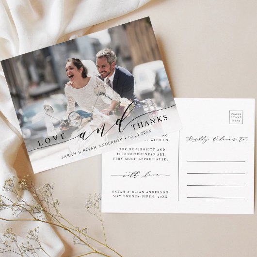 Foto van Modern Love and Bedankt Wedding Briefkaart