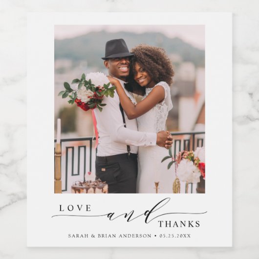 Foto van Modern Love and Bedankt Wedding Wijn Etiket (Enkel label)