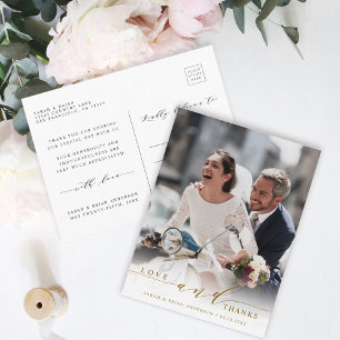 Foto van Modern Love & Bedankt Gold Wedding Hartel Briefkaart