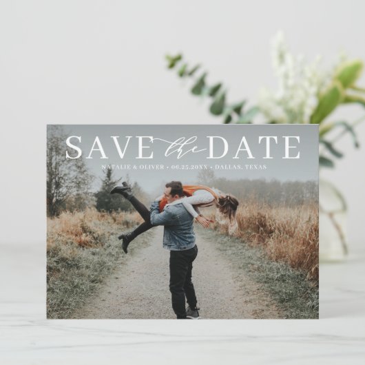 Foto van Modern Love Mix Typography Save The Date (Staand voorkant)