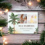 Foto van Modern Mele Kalikimaka Hawai Kerstmis Feestdagenkaart<br><div class="desc">Modern Mele Kalikimaka Hawai kerstpalm waterverf illustratie,  kokosnoot en sneeuw,  voeg 2 van uw foto's toe.</div>