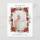 Foto van Modern Merry Red Poinsettias Feestdagenkaart (Voorkant)