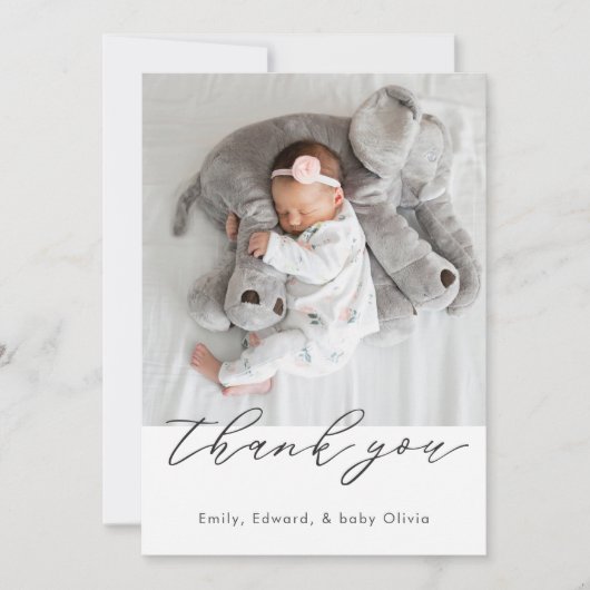 Foto van modern minimalistisch Baby shower Bedankkaart (Voorkant)