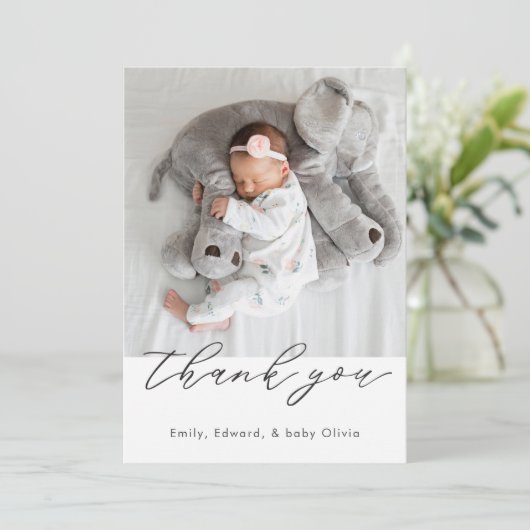 Foto van modern minimalistisch Baby shower Bedankkaart (Staand voorkant)