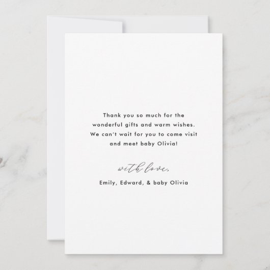 Foto van modern minimalistisch Baby shower Bedankkaart (Achterkant)