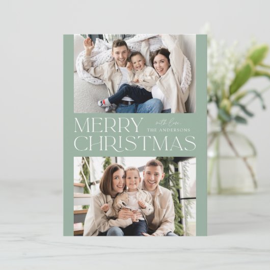 Foto van Modern Mint Merry 2 Feestdagenkaart (Staand voorkant)