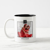 Foto van Modern Monogram Tweekleurige Koffiemok (Links)