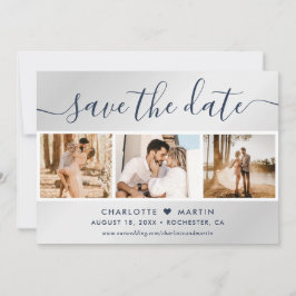 Foto van Modern Navy Blue en Silver Wedding 4 Save The Date