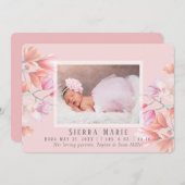 Foto van Modern Pink Floral Baby Girl Aankondiging (Voorkant / Achterkant)