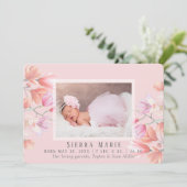 Foto van Modern Pink Floral Baby Girl Aankondiging (Staand voorkant)