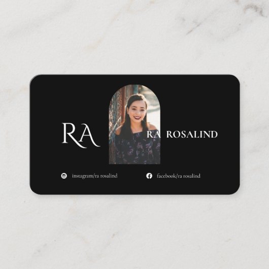 Foto van modern Professional Black White Monogram Visitekaartje (Voorkant)