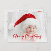 Foto van modern Red Merry Kerstmis Briefkaart (Voorkant / Achterkant)