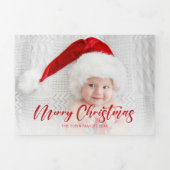 Foto van modern Red Merry Kerstmis Drieluik Wenskaart (Cover)