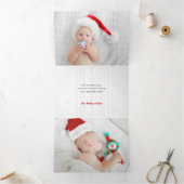 Foto van modern Red Merry Kerstmis Drieluik Wenskaart (Binnen)