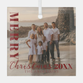 Foto van modern Red Merry Kerstmis Glas Ornament