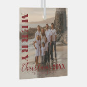 Foto van modern Red Merry Kerstmis Glas Ornament (Voorkant Rechts)