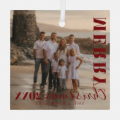 Foto van modern Red Merry Kerstmis Glas Ornament (Achterkant)