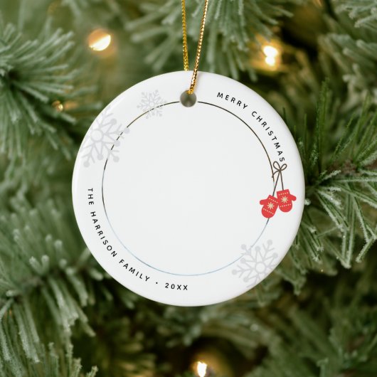 Foto van Modern Red Mittens Keramisch Ornament (Boom)