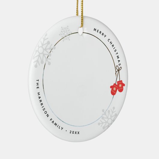 Foto van Modern Red Mittens Keramisch Ornament (Rechts)