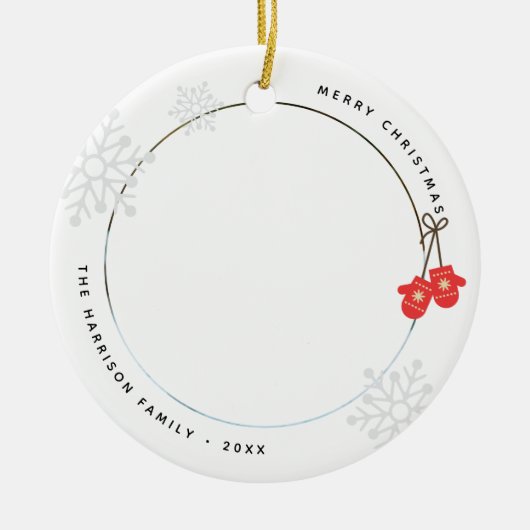 Foto van Modern Red Mittens Keramisch Ornament (Voorkant)