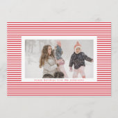 Foto van Modern Red Pin Stripes Lijst Feestdagenkaart (Voorkant)