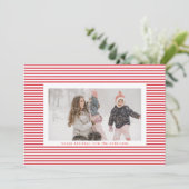 Foto van Modern Red Pin Stripes Lijst Feestdagenkaart (Staand voorkant)